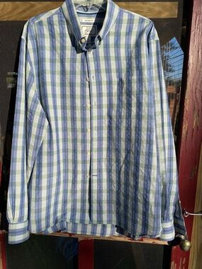 Jos. A. Bank Blue and Green Plaid Button-Down Shirt